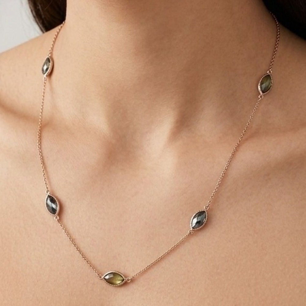 Jane Kellin for Target Gold Tone Long Station Necklace‎ Marquise Stone Accessory